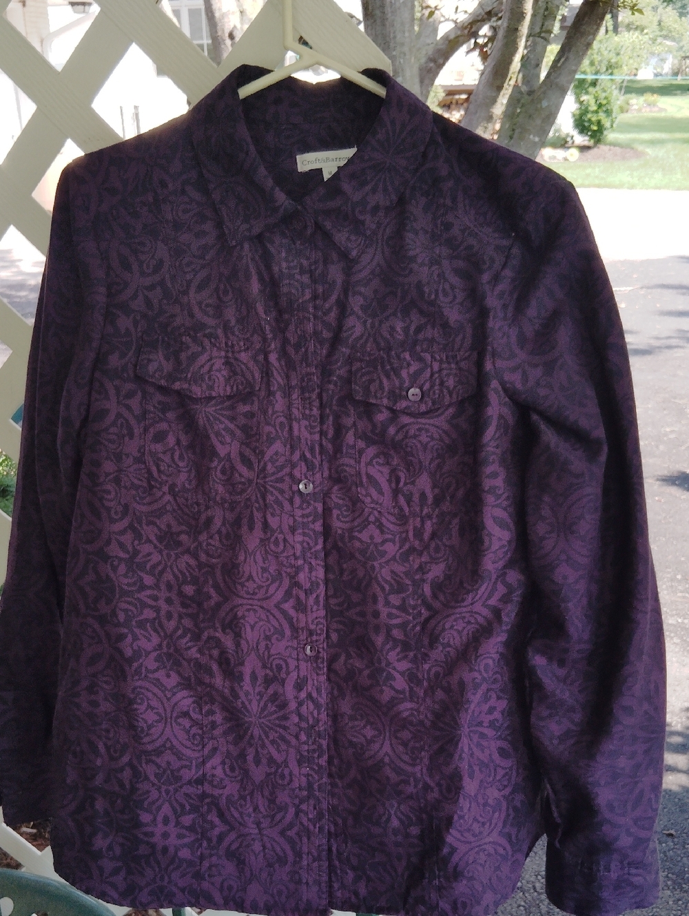 croft & barrow Purple Paisley-Print Button-Down Shirt
